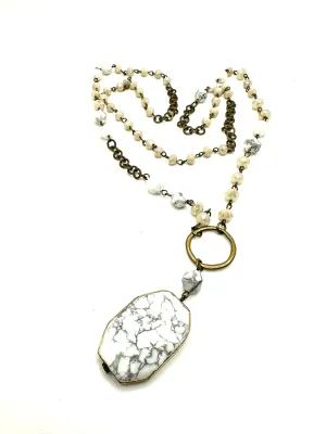 White Howlite Long Necklace
