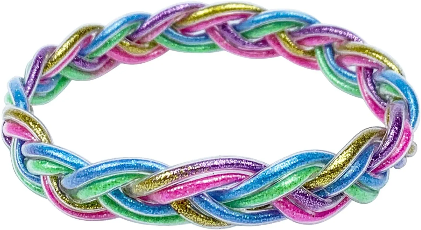 YBMYCM Glitter Jelly Bangles Bracelets for Women Weave Glitter Filled Jelly Silicone Bracelets for Lady