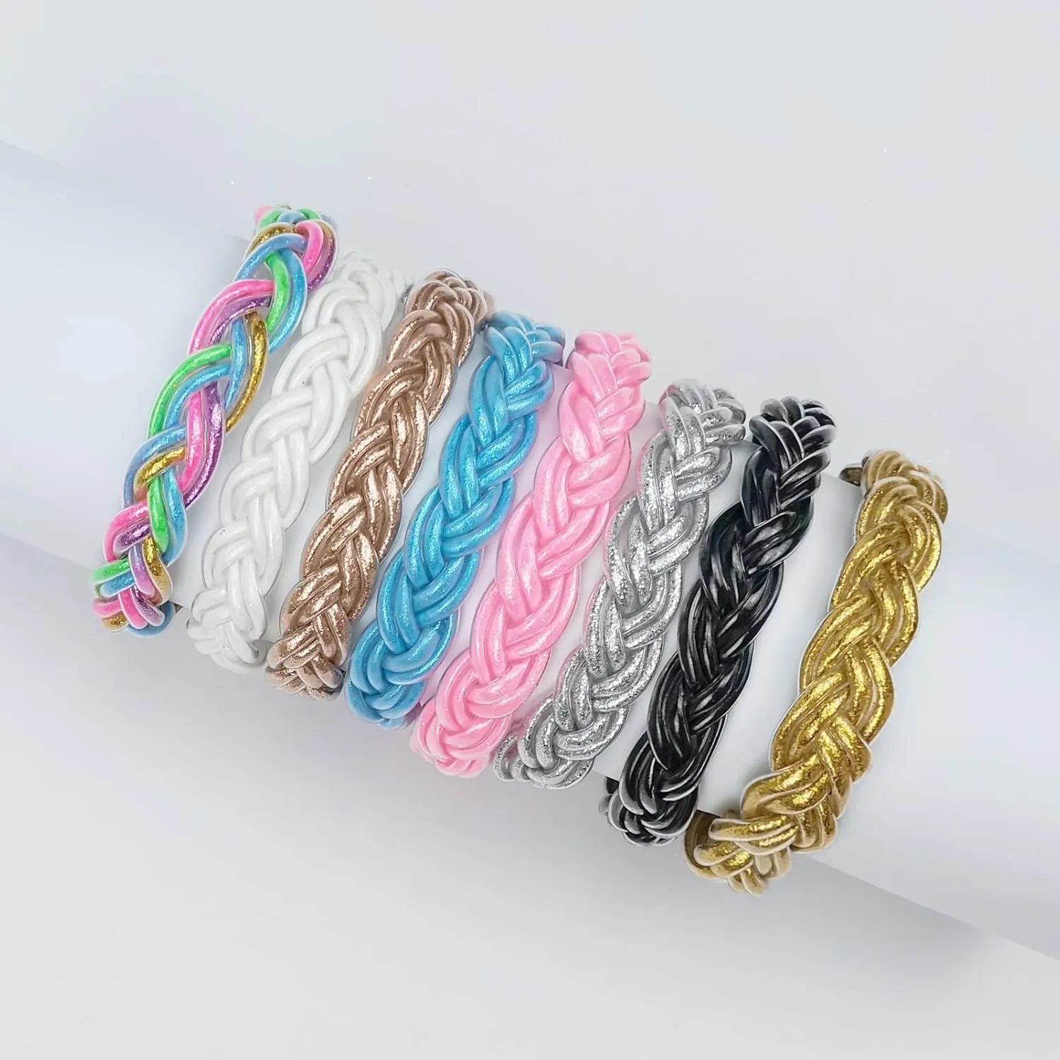 YBMYCM Glitter Jelly Bangles Bracelets for Women Weave Glitter Filled Jelly Silicone Bracelets for Lady