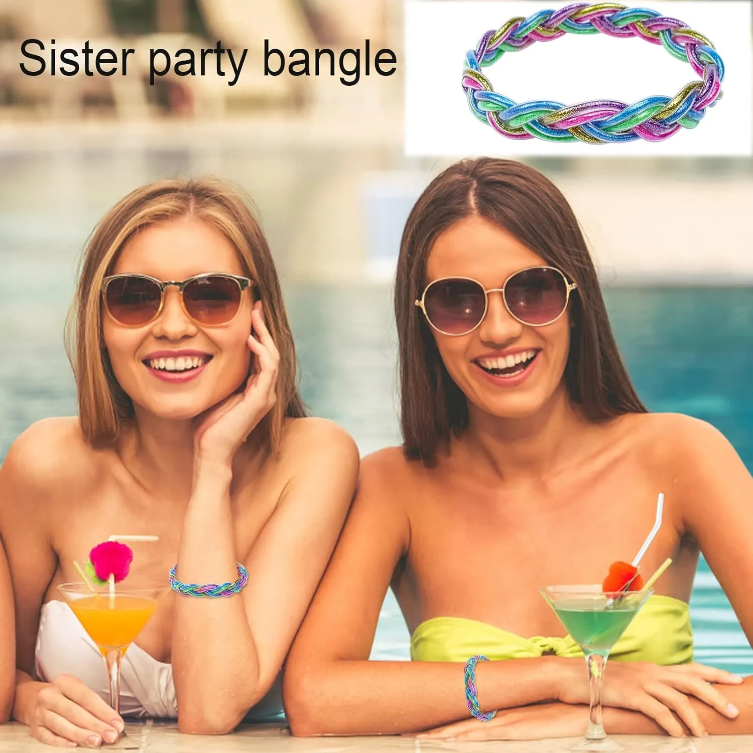 YBMYCM Glitter Jelly Bangles Bracelets for Women Weave Glitter Filled Jelly Silicone Bracelets for Lady