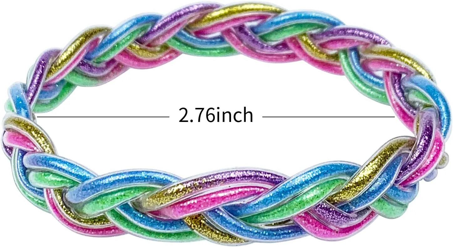 YBMYCM Glitter Jelly Bangles Bracelets for Women Weave Glitter Filled Jelly Silicone Bracelets for Lady